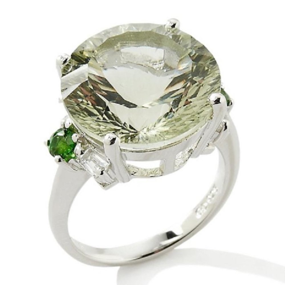 11.66ct Green Quartz & Chrome Diopside Ring
